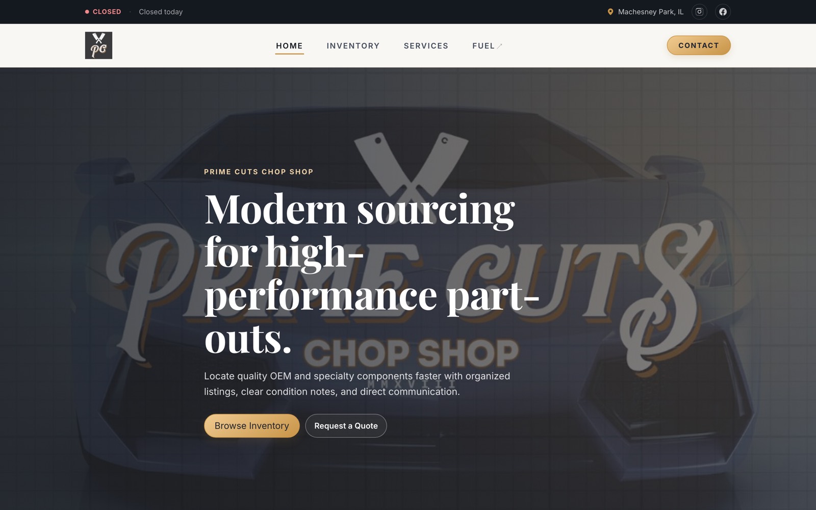 Prime Cuts Chop Shop website